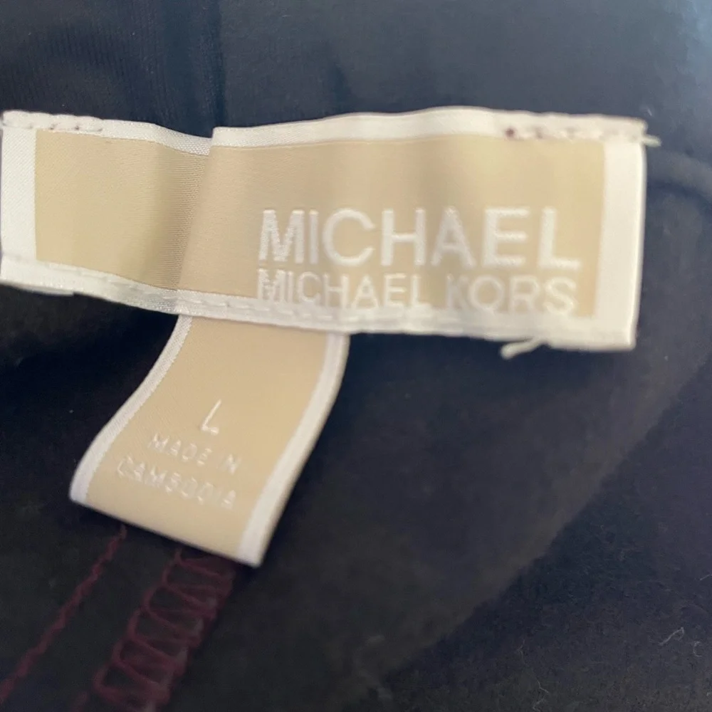 MK ankle length faux leather maroon pants size large Michael kors